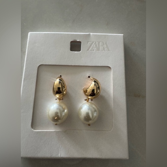 ZARA PEARL BEAD HOOP EARRINGS - Picture 6 of 6